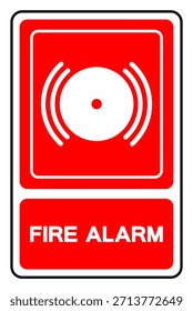 Señal De Símbolo De Alarma De Incendio, Ilustración vectorial, Aislar En La Etiqueta De Fondo Blanco. EPS10