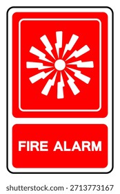 Señal De Símbolo De Alarma De Incendio, Ilustración vectorial, Aislar En La Etiqueta De Fondo Blanco. EPS10 