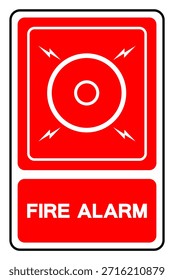Señal De Símbolo De Alarma De Incendio, Ilustración vectorial, Aislar En La Etiqueta De Fondo Blanco. EPS10