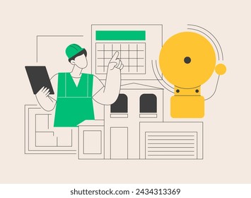 Fire alarm system abstract concept vector illustration. Fire alarm component, system installation, prevention method, smoke sensor, building protection project, emergency plan abstract metaphor.