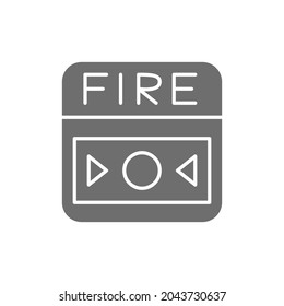 Fire alarm system, button grey icon. Isolated on white background