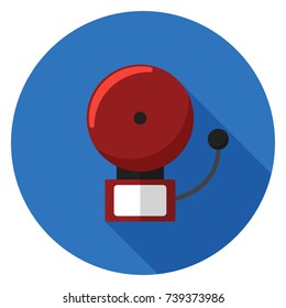 Fire alarm system icon. Illustration in flat style. Round icon with long shadow.