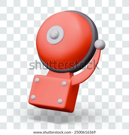 Fire alarm system. Isolated red bell in 3D style. Sound alarm element