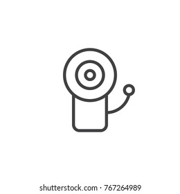 Fire alarm system line icon, outline vector sign, linear style pictogram isolated on white. Ringing alarm bell symbol, logo illustration. Editable stroke