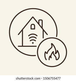 Fire alarm system. Mobile, fire, alarm. Smart house concept. Vector illustration can be used for topics like modern technologies, housing, smart system