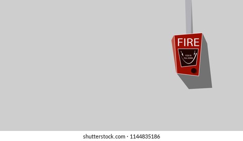Fire alarm system. Pull danger fire safety box. Flat vector illustration.