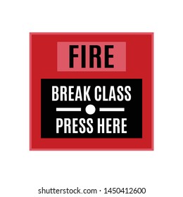 Fire alarm system. Pull danger fire safety box. Fire alarm icon