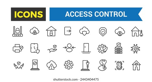 Fire Alarm Systems Icons Set, Related To Detector, Set Of Access Control Icons Related To Home Security, House Protection, Smart House, Outline Icon Collection. Vector illustration.