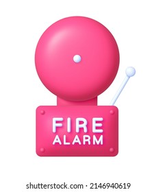 Fire alarm Vector 3d illustration. Vintage 3d illustration with red fire alarm