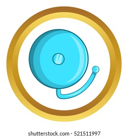 Fire alarm vector icon in golden circle, cartoon style isolated on white background
