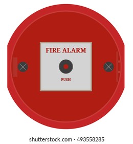Fire alarm vector. Red Fire alarm on white wall
