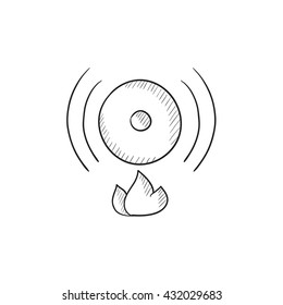 Icono de esbozo del vector de alarma de incendios aislado en el fondo. Hand dibujó el icono de la alarma de incendios. Icono de boceto de alarma contra incendios para infografía, sitio web o aplicación.