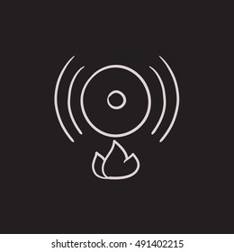 Fire alarm vector sketch icon isolated on background. Hand drawn Fire alarm icon. Fire alarm sketch icon for infographic, website or app.
