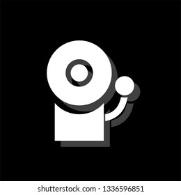 Fire alarm. White flat simple icon with shadow