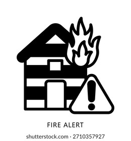 Fire Alert Glyph Icon Mini Illustration, Use For Modern Concept, Print, Ui, Ux Kit, Web And App Development. Vector Related To Firefighter, Rescue And More
