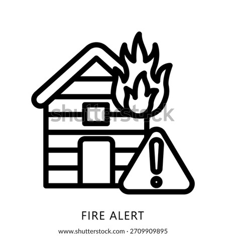 Fire Alert Outline Icon Mini Illustration, Use For Modern Concept, Print, Ui, Ux Kit, Web And App Development. Vector Related To Firefighter, Rescue And More