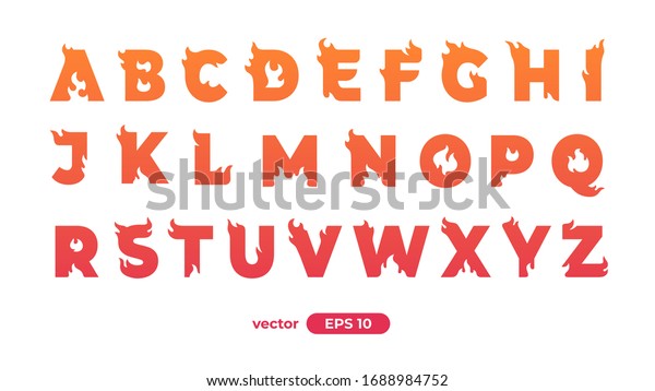 Fire Alphabet Burning Letters Flat Style Stock Vector (Royalty Free ...