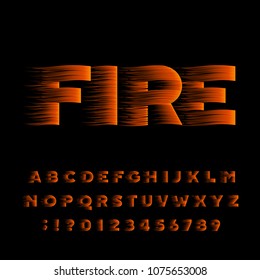 Fire Alphabet Font. Flame Effect Bold Type Letters And Numbers. Stock Vector Typeset.