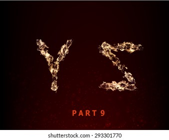 fire alphabet. letters Y Z of flame on a dark background