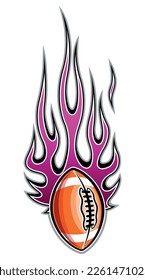 Fire American football ball vector art graphic rugby ball with tribal flame vinyl car sticker motorcycle truck decal.