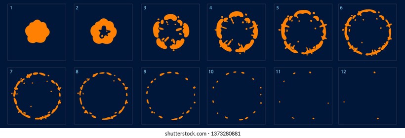 Fire animation effect. Blast Animation. Fire sprite sheet for games, cartoon or animation. - Vector