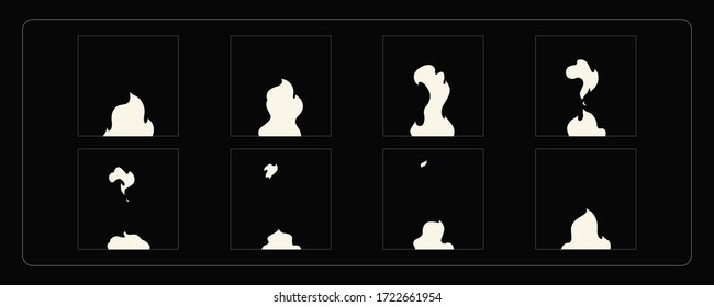 Fire animation effect. Cartoon Fire Explosion sprites sheet for torch, campfire, video games, cartoon or animation. Vector fire frame.