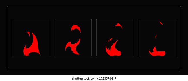 Fire animation effect. Cartoon fire explosion sprites sheet for torch, campfire, video games, cartoon or animation. EPS-10 Vector fire frame.