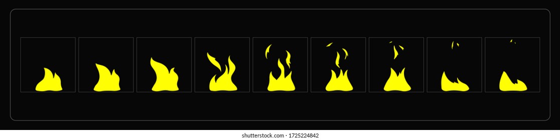 Fire animation effect. Cartoon Fire Explosion sprites sheet for torch, campfire, video games, cartoon or animation. EPS-10 vector illustration.