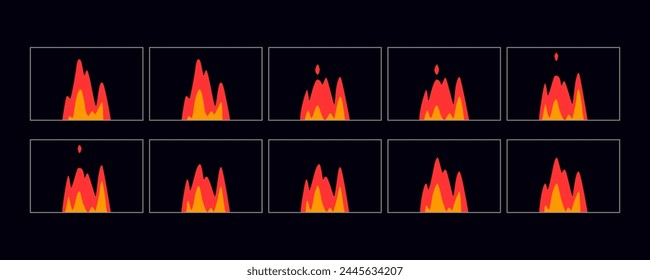 Animationseffekt "Feuer" Fire FX Explosion Sprites Blatt für Lagerfeuer, Cartoon, Spiele und Animation.