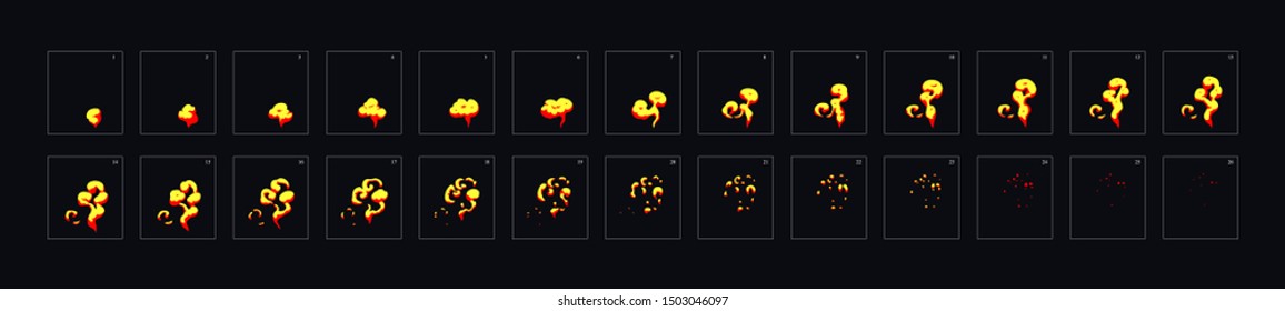 fire animation effect. Sprite sheet for game, cartoon or animation. 2d classic animation of fire effect.