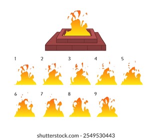 Fire Animation Images Vector, flame, fire burn shape, homam flame vector