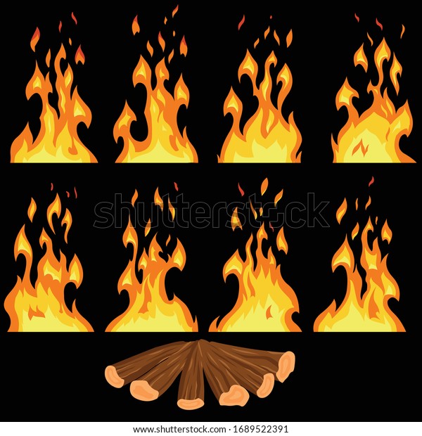 Fire Animation Key Frames Wood Stock Vector Royalty Free 1689522391