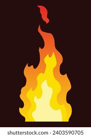 Fire animation sprite. Red and orange fire flame. Hot flaming element for game animation. Vector icon in cartoon style