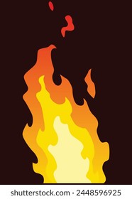 Fire animation sprite. Red and orange fire flame. Hot flaming element for game animation. Vector icon in cartoon style