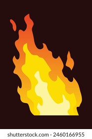 Fire animation sprite. Red and orange fire flame. Hot flaming element for game animation. Vector icon in cartoon style