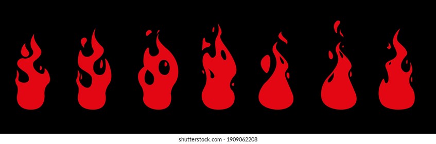 Fire animation sprites. Animation for game or cartoon. Vector illustration