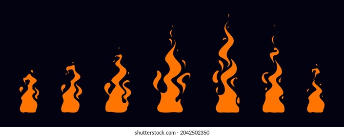 Fire animation sprites. Animation for game or cartoon. Vector illustration