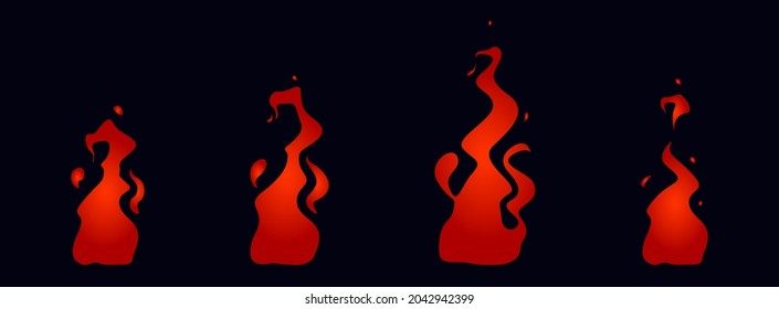 Fire animation sprites. Animation for game or cartoon. Vector illustration