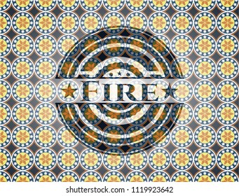 Fire arabesque badge. arabic decoration.