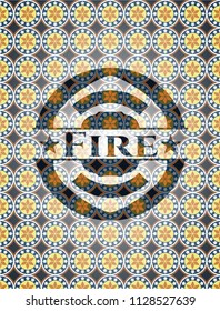 Fire arabesque emblem background. arabic decoration.