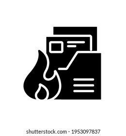 Fire archive glyph icon. Firefighters. Rescue service. Thin line customizable illustration. Contour symbol. Vector isolated outline drawing.