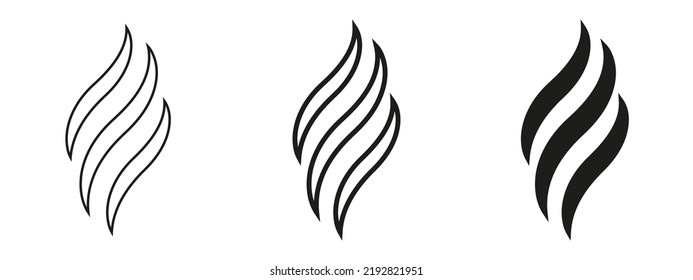 Fire or aroma icon set. Isolated on white background. Vector illustration eps10