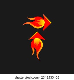 fire arrow, fire direction, hot arrow icon , a flame with sign of arrow