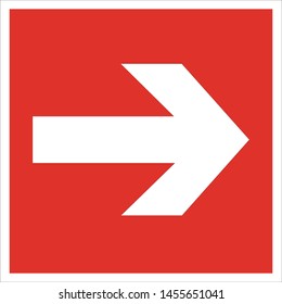 
fire arrow guide sign, white on a red background vector illustration