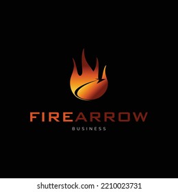 Fire Arrow Icon Logo Design Template