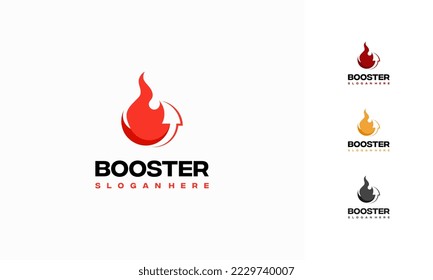 Fire Arrow logo designs concept vector, Booster logo symbol icon template