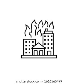 fire, arson, flames, building line icon. Elements of protests illustration icons. Signs, symbols can be used for web, logo, mobile app, UI, UX