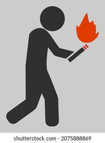 Fire arsonist vector illustration. An isolated flat icon illustration of fire arsonist with nobody.