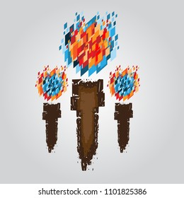 fire art combination abstract textured red and blue pattern