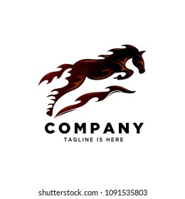 fire art jumping horse style logo